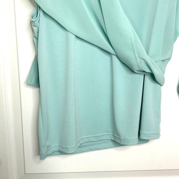 Chico's Easywear Wms S Mint Green Sheer Layered Blouse Romantic Softgirl Flowy - Picture 5 of 11